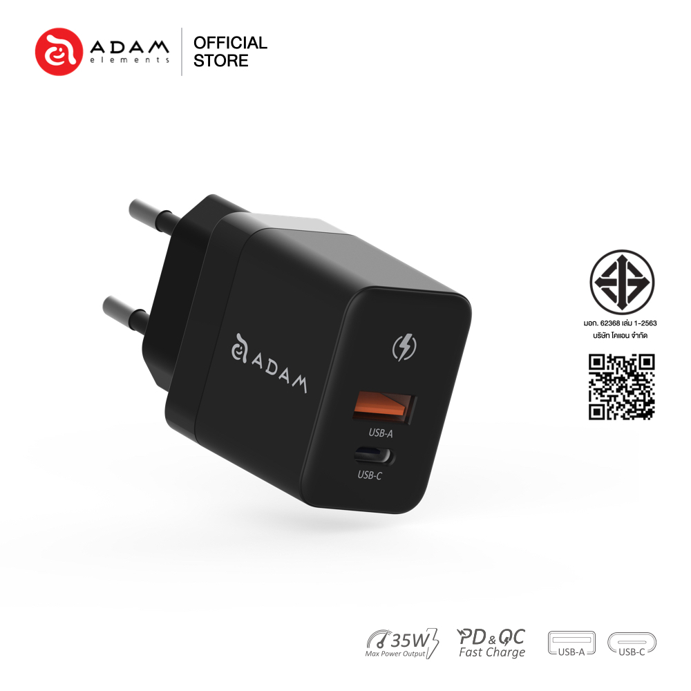 หัวชาร์จ ADAM elements OMNIA X35A GaN 35W USB-C and USB-A Compact Charger TH Plug - อแดปเตอร์ กำลังไฟสูงสุด 35W