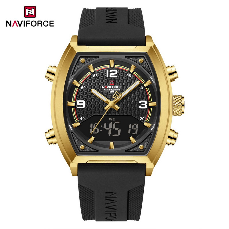 Naviforce นาฬิกาข้อมือผู้ชาย สไตล์สปอร์ตแฟชั่น NF9242 หน้าปัดทรงถึงเบียร์ สายซิลิโคน กันน้ำ ระบบอนาล็อก+ดิจิตอล