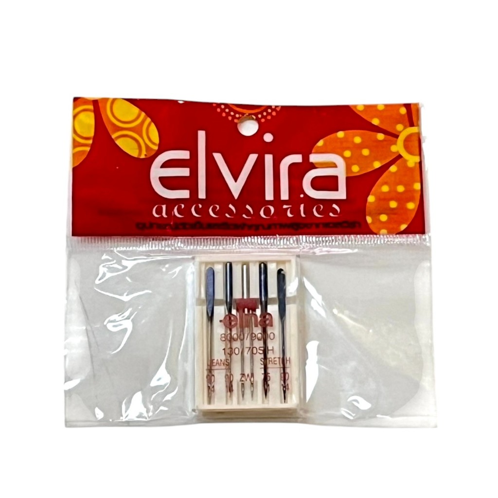 เข็มเย็บผ้ารวม 3 ชนิด Elvira เข็มเย็บผ้ายีนส์ NO.90 /เข็มคู่ /เข็มเย็บผ้ายืดNO.75,90