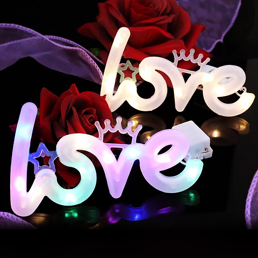 ไฟ LED รูป LOVE ตกแต่งเค้ก ช่อดอกไม้ วันเกิด คริสต์มาส ปีใหม่ วาเลนไทน์ งานแต่งงาน ไฟตกแต่ง ไฟนางฟ้า