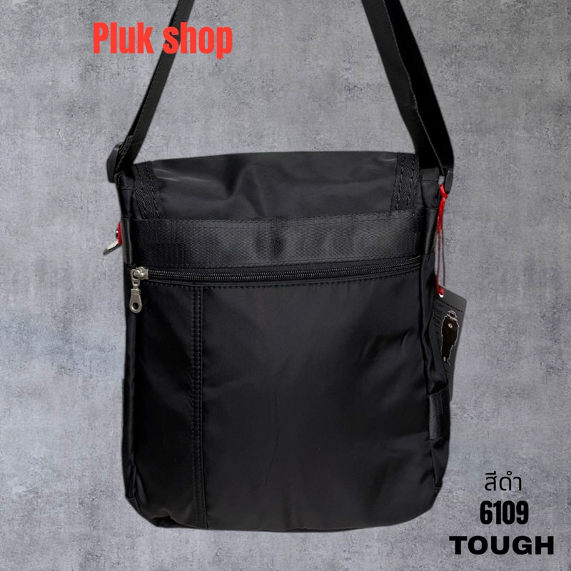 กระเป๋าสะพายข้างใบใหญ่ TOUGH รหัส T6109# ผ้าไนลอน สีดำ ผ้า2ชั้น ขนาด 31x25x11cm สำหรับทุกเพศทุกวัย