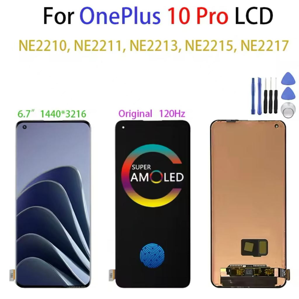 120hz AMOLED 6.7 'เปลี่ยนสำหรับ OnePlus 10 Pro จอแสดงผล LCD NE2210, NE2211, NE2213, NE2215, NE2217 ห