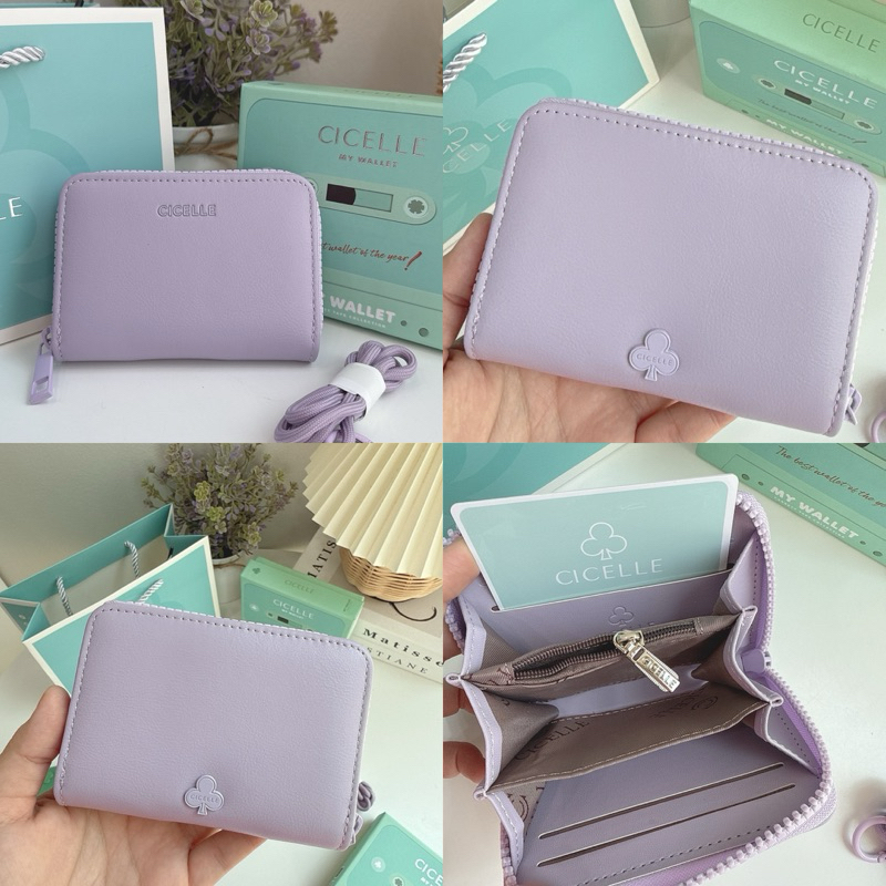8 สี พร้อมกล่อง กระเป๋าสตางค์ CICELLE ของแท้✅ คล้องคอ น้องเทป📼 พร้อมสายคล้อง ถอดได้ 8021