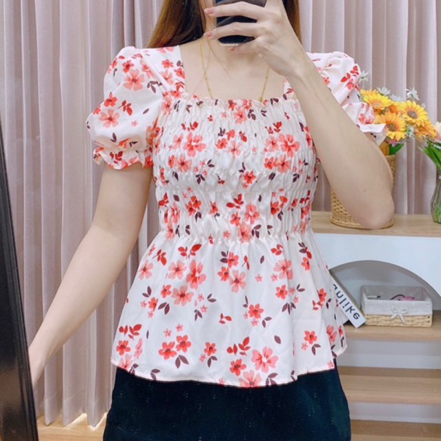 เสื้อสม้อคแขนสั้นลายดอกพาสเทล อกหน้าหน้าผ้า42 ยาว 23 เนื้อผ้าใหม่อิตาลี