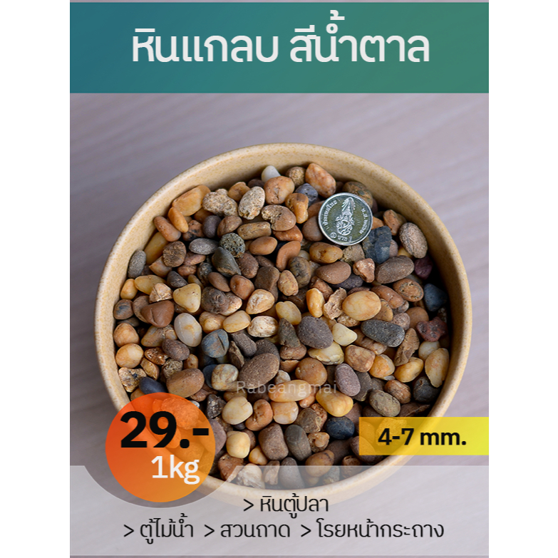 ล้างแล้ว เม็ดใหญ่ หินแม่น้ำ หินแกลบ 1 กิโลกรัม คละสีธรรมชาติ ใช้แต่งสวน ตู้เลี้ยงปลา โรยหน้าต้นไม้ ขนาด 4 -7 มิลลิเมตร