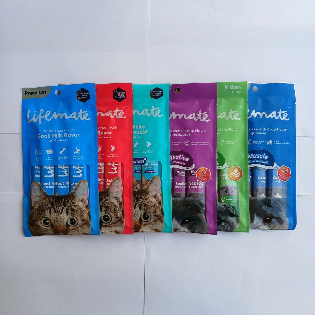 Lifemate Cat Mousse Creamy ขนมแมวเลียมูส 1 ห่อ ( 1ห่อมี 4 ซองเล็ก)