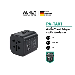 AUKEY หัวแปลงปลั๊กต่างประเทศ Universal Travel Adapter 30-100W มาพร้อม ช่อง USB-C และ USB-A