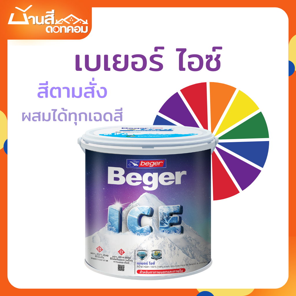 Beger ICE ภายนอก+ใน ด้าน ขนาด 18 ลิตร สีทาภายนอกและภายใน ถังใหญ่ ทาได้ทั่วบ้าน สีตามสั่ง