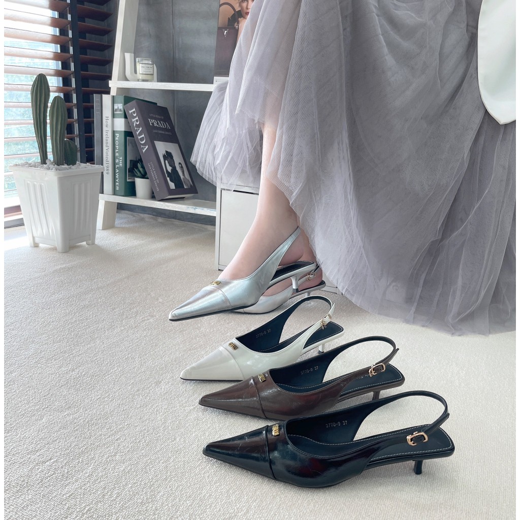 รองเท้ารัดส้น  หัวแหลมHigh Heels ส้นสูง 1นิ้ว รองเท้าKaimook sissy 3770-9