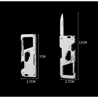 EDC T34 พวงกุญแจสเตนเลสสตีล มีดพับอเนกประสงค์ เครื่องมือกลางแจ้งพกพา