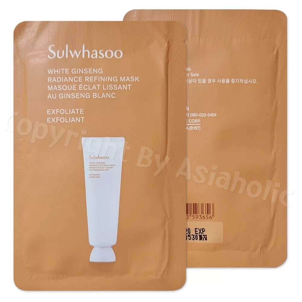 Sulwhasoo White Ginseng Radiance Refining Mask 5ml มาสก์สครับ ผลัดเซลล์ผิว ลดสิวเสี้ยนสิวอุดตัน เรียบเนียน รูขุมขนกระชับ