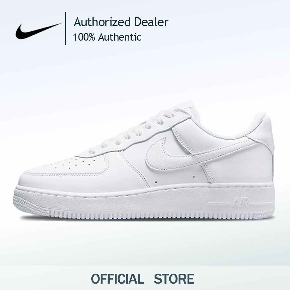 Nike Nike รองเท้าผู้ชายฤดูใบไม้ร่วงและฤดูหนาว Air Force 1 Air Force 1 รองเท้าผ้าใบลำลองผู้หญิงสีขาวล้วน