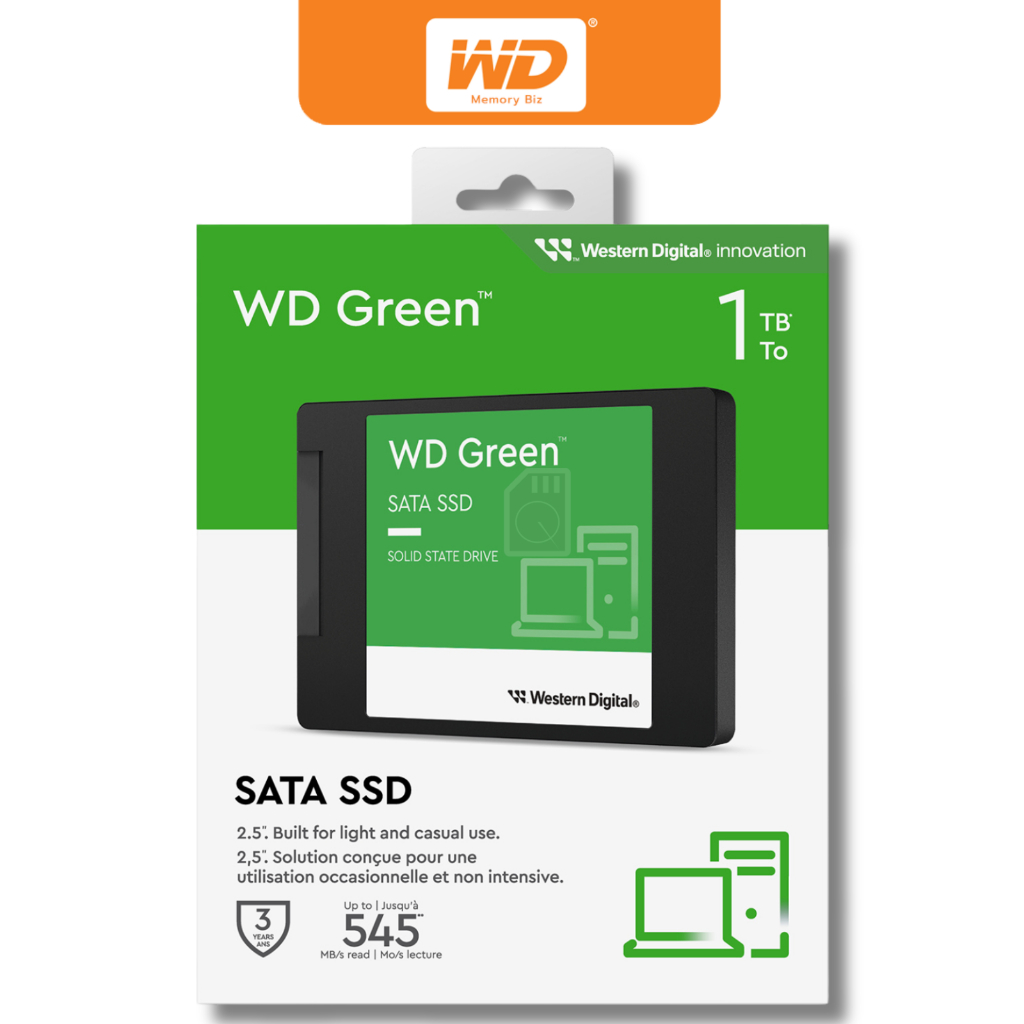 WD 1 TB SSD (เอสเอสดี) WD GREEN - 2.5" SATA READ 545MB/S WRITE 80MB/S (WDS100T3G0A) ประกัน 3 ปี