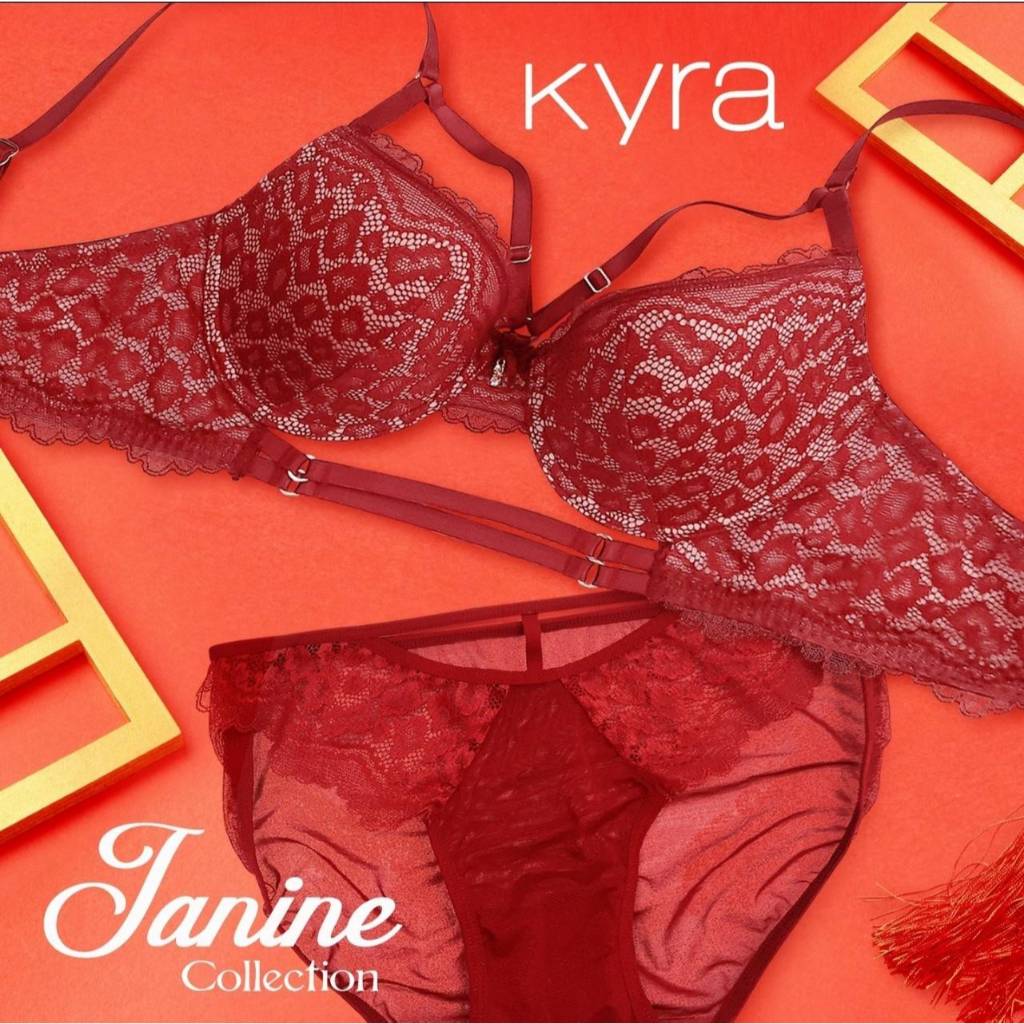 Kyra ชุดชั้นใน แท้💯% Janine collection สีแดง ลายเสือ