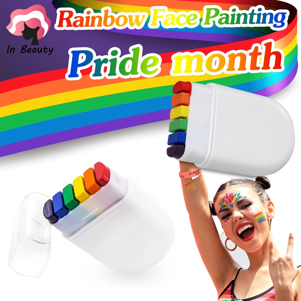 🌈🌈LGBT ปากกาเพ้นท์หน้า เพ้นท์หน้า สีรุ้ง ดินสอเขียนหน้ารุ้ง ดินสอเพ้นท์ตัว (ปลอดภัยและล้างออกได้) Pride Month