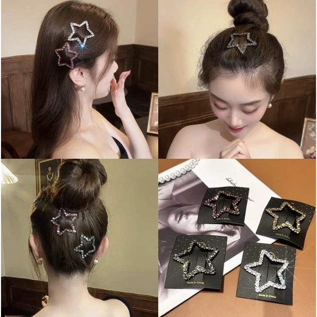 Rubuyou กิ๊บติดผม รูปดาว น่ารัก ประดับเพชรรอบ ขนาดใหญ่ แวววาว สไตล์เกาหลี แฟชั่นสําหรับผู้หญิง แฟชั่น ประดับผม