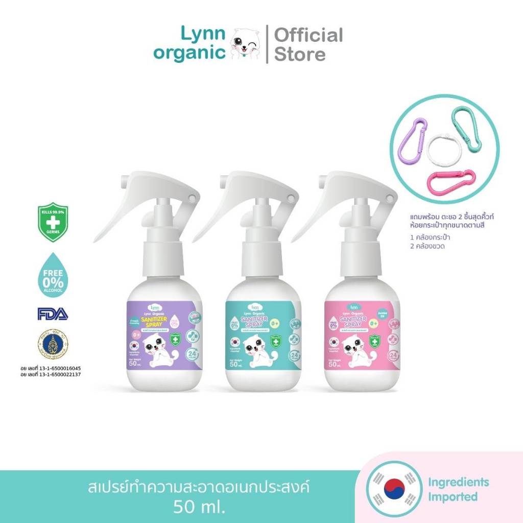 Lynn SanitiZer Spray Foggy 50 ml. สเปรย์ฆ่าเชื้อแบบไร้แอลกอฮอล์ (O+)