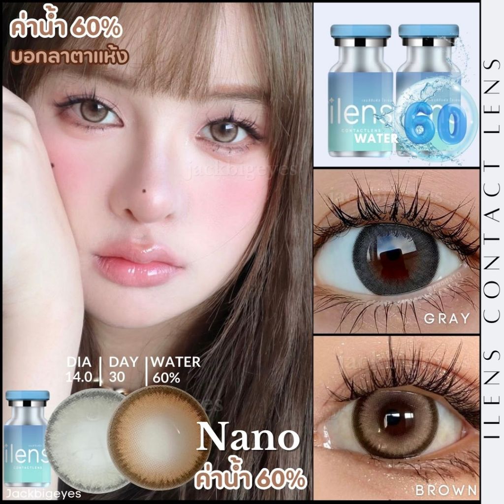 พรีเมียมเลนส์ค่าอมน้ำ60% ธรรมชาติตาหวาน Nano ค่าสายตาปกติ-700