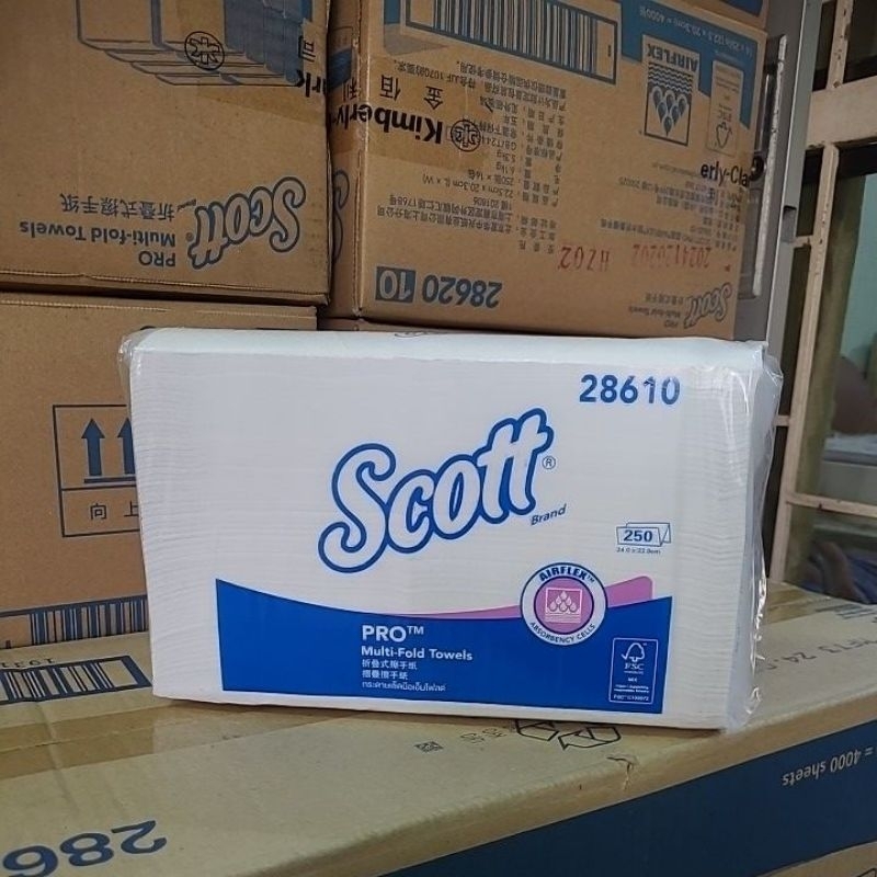 กระดาษเช็ดมือ เซ็ตทดลองใช้4รุ่นประกอบด้วยกระดาษ scott interfold23754และ23766+scott m-fold28620และ28610 รวม4ห่อ