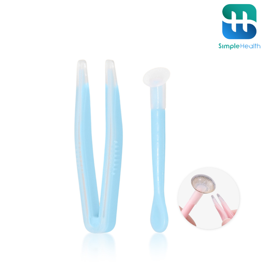 Simple Health ที่คีบคอนแทคเลนส์ แหนบคอนแทคเลนส์ ที่คีบเลนส์ contact lens tools ใช้ซ้ําได้ พร้อมกล่องเก็บ แบบพกพา 2 ชิ้น