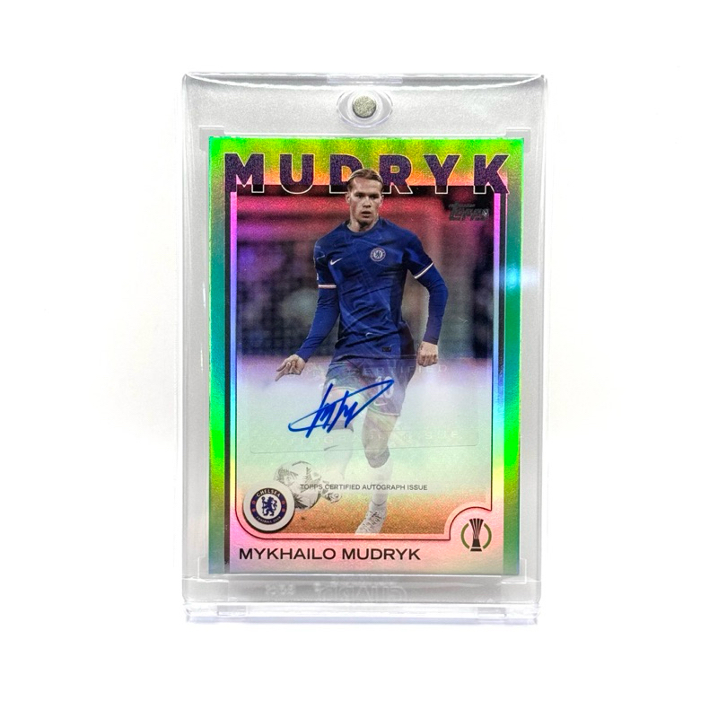 Topps UCC 24/25 Mykhailo Mudryk Chelsea FC /99 Base Autograph Green Foilboard