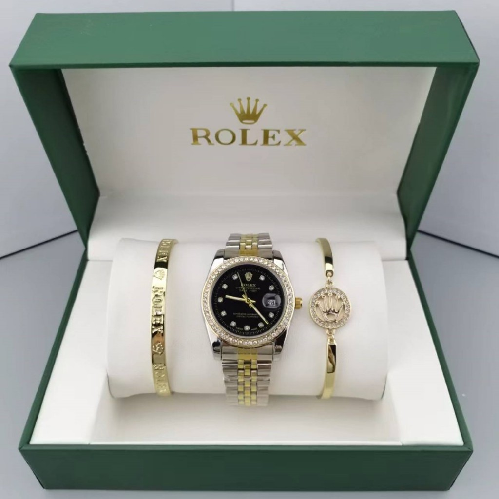 rolex นาฬิกา quartz ผู้หญิงนาฬิกาแฟชั่นสายเหล็กจัดส่งเร็ว