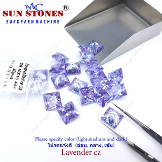 Czเพชรรัสเซียสีๆ พลอยCZ Princess Shape Color CZ, พลอยรูปสี่เหลี่ยม เจียระไนเหลี่ยมเพชร ไซส์ 2X2 ถึง 7X7