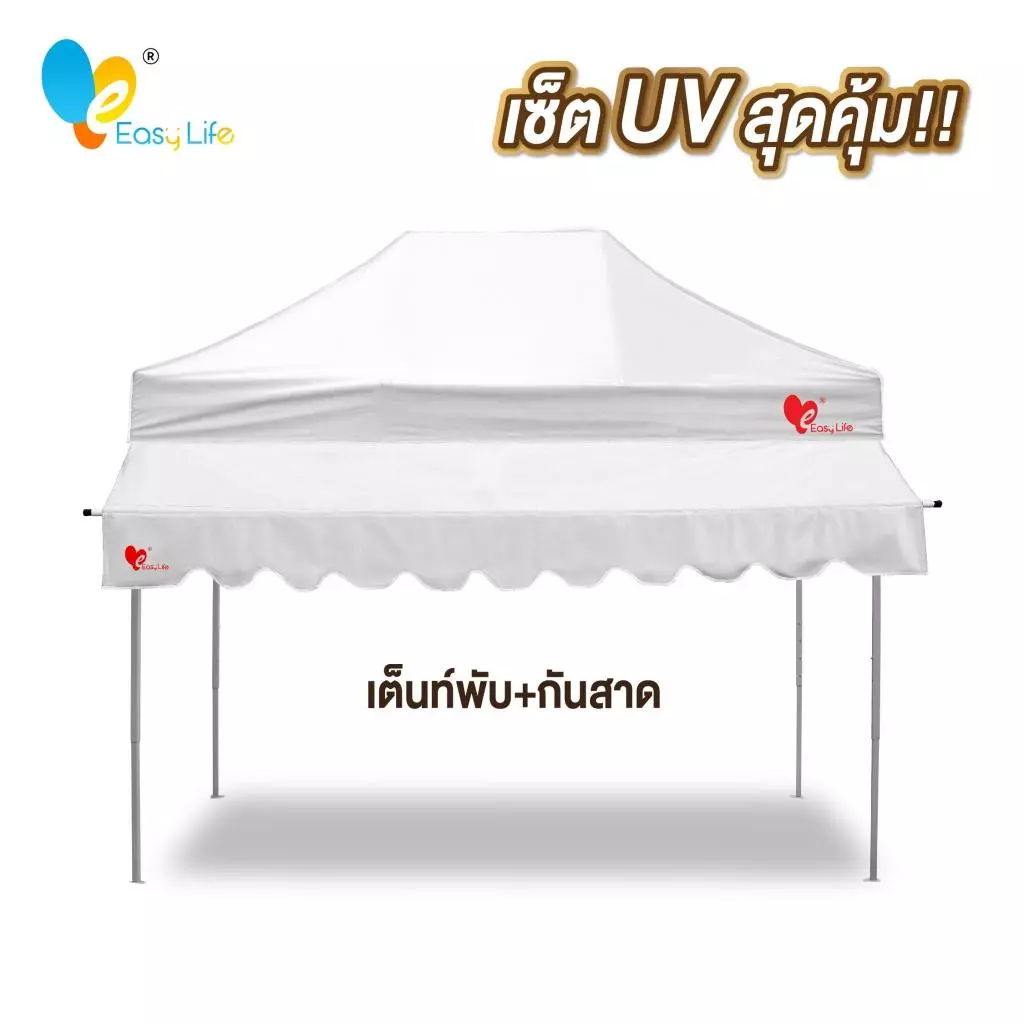 เต็นท์พับพร้อมกันสาด UV ขนาด 2x2 2x3 3x3 เมตร thumbnail 9