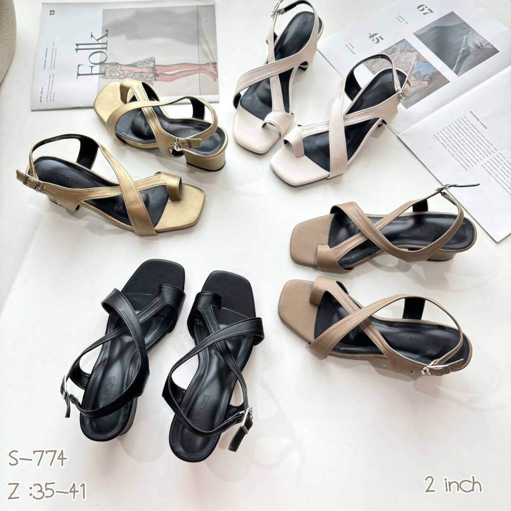 NIWA SHOES รองเท้าส้นสูง รองเท้าแฟชั่น รองเท้ารัดข้อ รองเท้ารอองาน S-774✨💛
