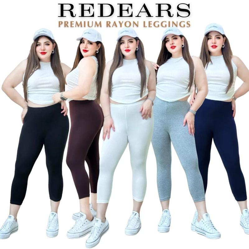 RedEars เลคกิ้งสาวอวบผ้าเรยอนขา 5 ส่วน เกรดพรีเมี่ยม Premium Rayon Leggings ผู้หญิง ผ้านุ่มลื่น ใส่สบาย ผิวแพ้ง่าย