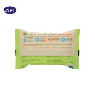 ENFANT (อองฟองต์) Extra Mild Face & Body Wipes ผ้าเช็ดทำความสะอาดแบบเปียก สูตรน้ำแร่บริสุทธิ์ 1แพ็ค/8ห่อ 22แผ่น/ห่อ