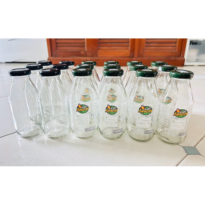 Cafe Amazon ขวดแก้วน้ำผลไม้เปล่า ขวดแก้วเปล่า คาเฟ่ อเมซอน(มือสอง)