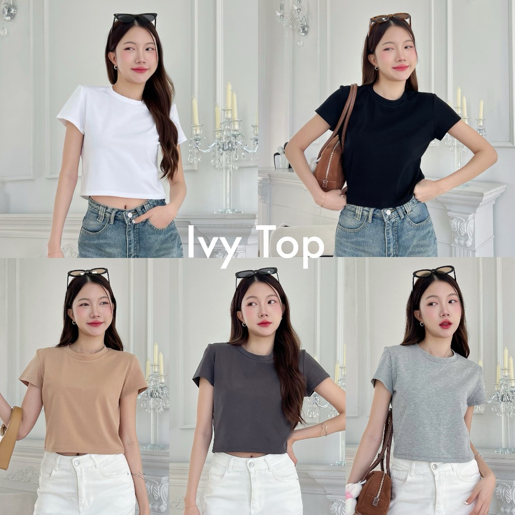 88story.th - Ivy top พร้อมส่ง เสื้อยืดทรงครอป ผ้าคอตตอนยูนิ เนื้อผ้านุ่มไม่บางใส่สบายยืดหยุ่นได้ดี ห