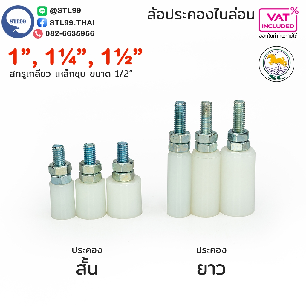 ล้อประคองประตู ไนล่อน (สกรูเกลียวเหล็ก) สำหรับประคองประตู (กันล้ม) ไนล่อนซิก อะไหล่ สำหรับ ประตูรั้ว บานเลื่อน ล้อประคอง