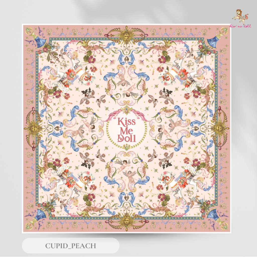 ผ้าพันคอ/ผ้าคลุมไหล่ Kiss Me Doll - Classic ลาย Cupid ขนาด 100x100 cm.