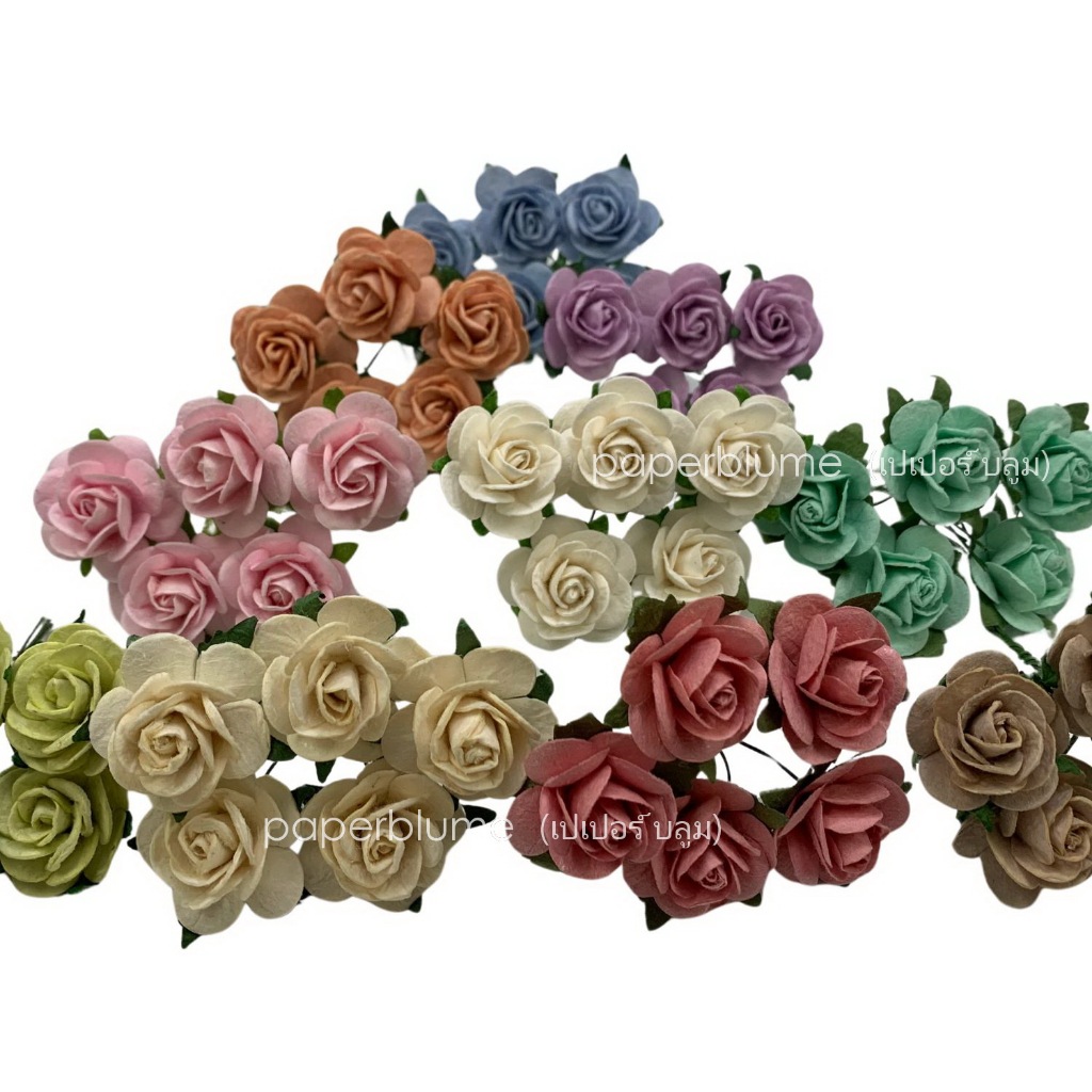 ดอกไม้กระดาษสา 2.5ซม (หนา/บาง ผสม) ประดิษฐ์ ข้อมือเจ้าสาว พาสเทล Mulberry Flowers (กุหลาบกลม เบอร์ 6) DIY