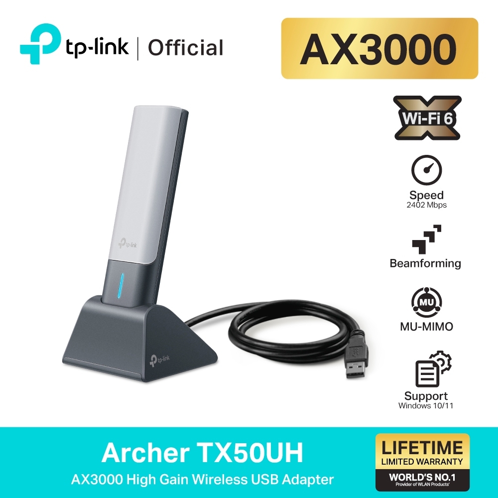TP-LINK Archer TX50UH AX3000 High Gain Wireless USB Adapter (อุปกรณ์รับสัญญาณอินเตอร์เน็ตแบบไร้สาย)