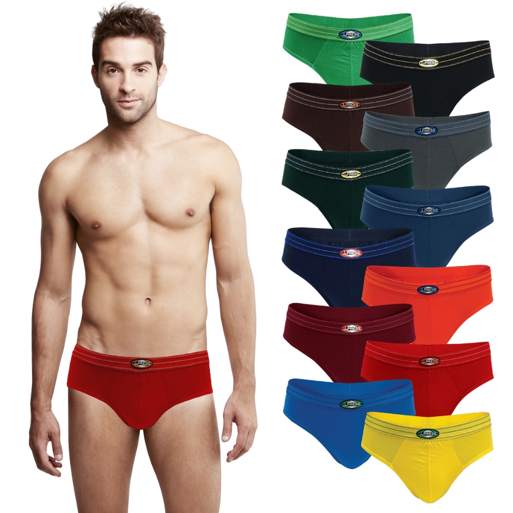 J.Press กางเกงในชาย เจเพรส ขอบยางทอ รุ่น 1555 บรรจุ 1 ตัว/แพ็ค (มีให้เลือก 12 สี)