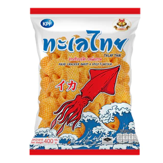 KP FOOD เคพีฟู้ดส์ ข้าวเกรียบหมึกรสเผ็ดหวาน ตราทะเลไทย 400 กรัม/ซอง (12ซอง/4,800กรัม) - KP FOOD