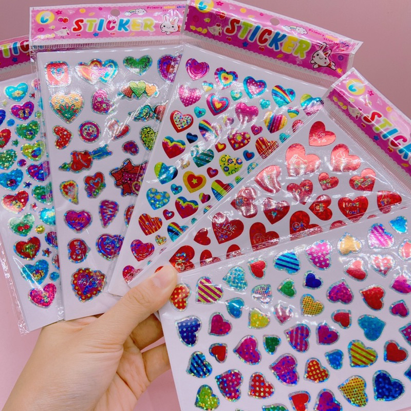 {ส่งไว ส่งตรงจากไทย} สติ๊กเกอร์แผ่นลายหัวใจ หลากหลายลายกับสี ราคาต่อ 1 แผ่น สำหรับวันวาเลนไทน์