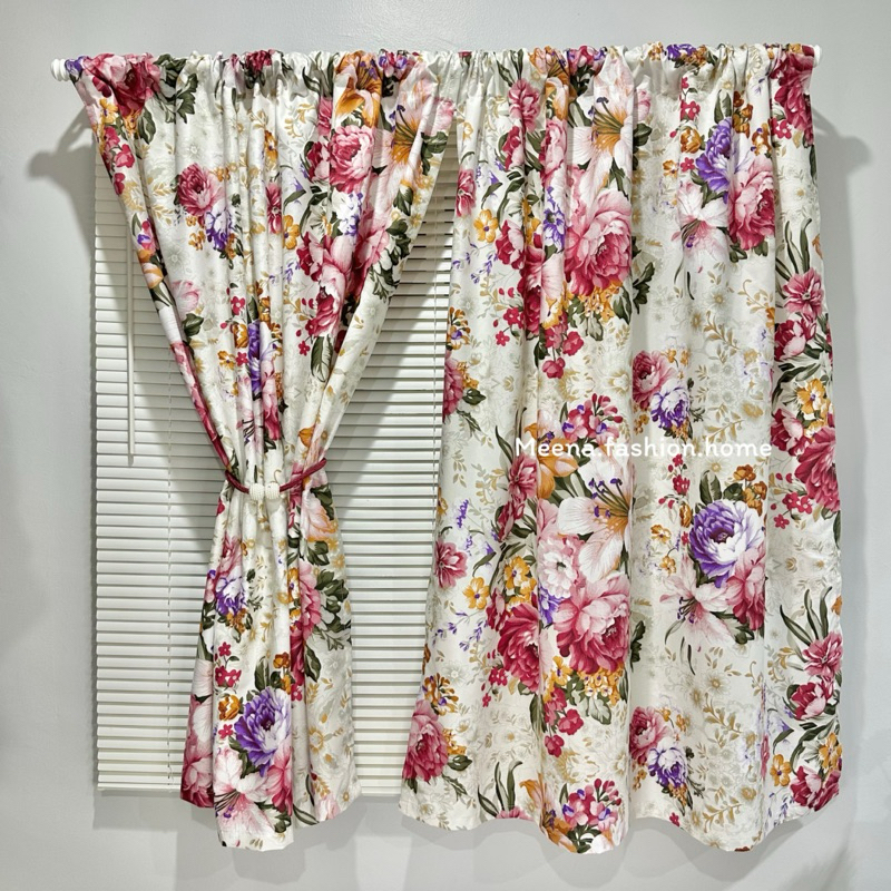 แนะนำ ผ้าม่าน ผ้าม่านหน้าต่าง สอดลวดสลิง(ลายดอกวินเทจ)🌺น่ารัก ลดราคาพิเศษถูกสุดๆ ขนาด110x130cm. สินค้าพร้อมส่ง📦 ราคาพิเศษ มีเก็บเงินปลายทาง