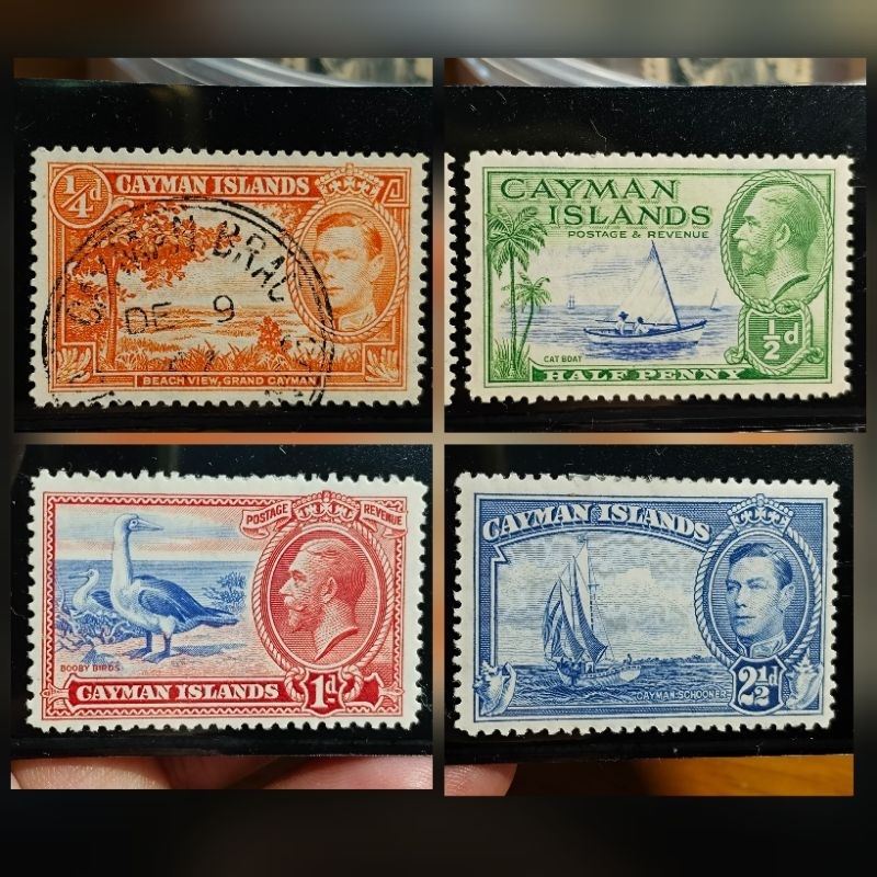 💥 CAYMAN ISLANDS 1935 KGV PICTORIAL / set of 3