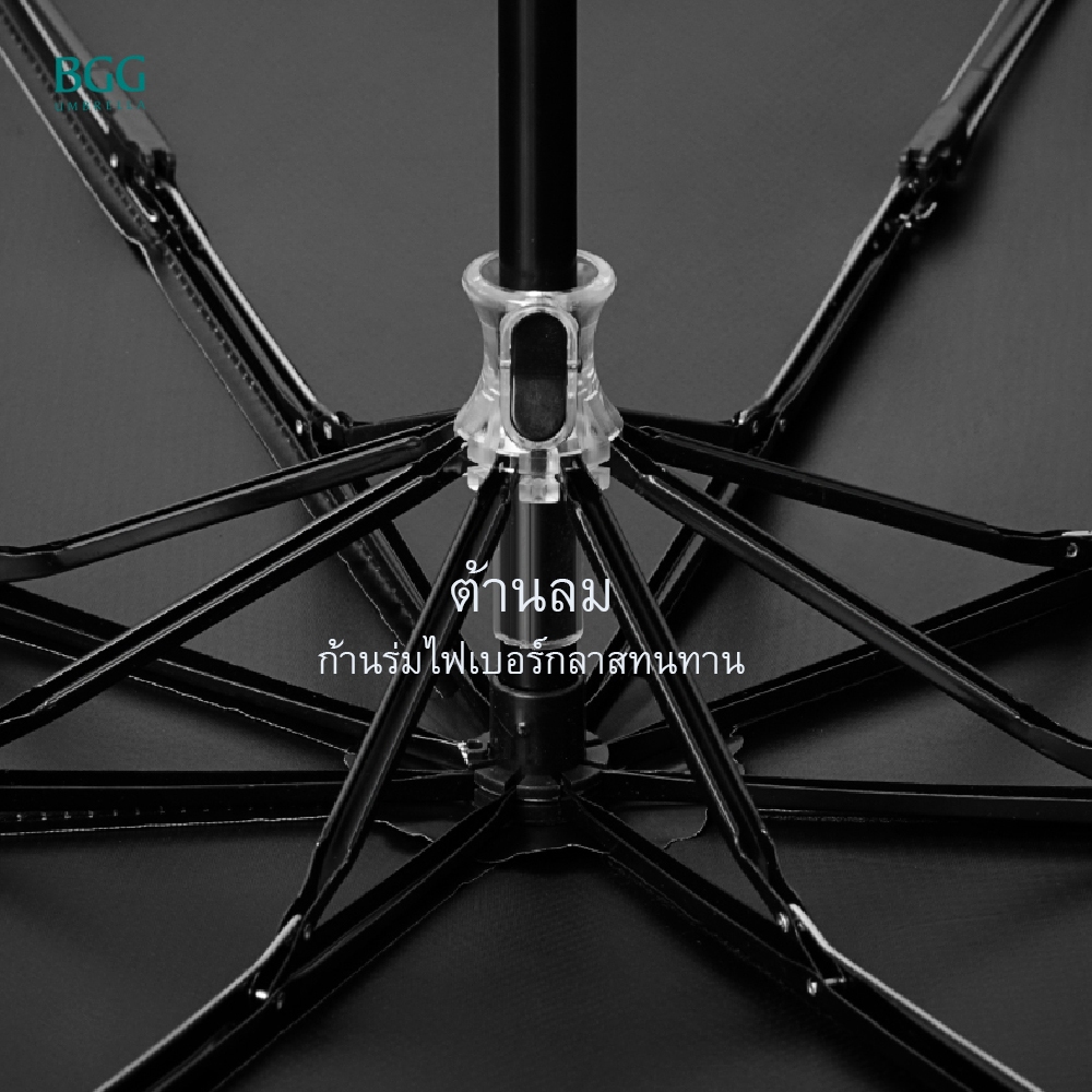 SPF50+ Windproof Folding Umbrella ร่ม ร่มพับ กันแดด กันยูวี 100% กันฝน เคลือบยูวีสีดำ (FM1167) รูปที่ 4