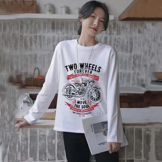 TL-1077 เสื้อยืดแขนยาวผ้านิ่มเด้ง ผ้านุ่มมากมีให้เลือก2สี ขาว/ดำ
