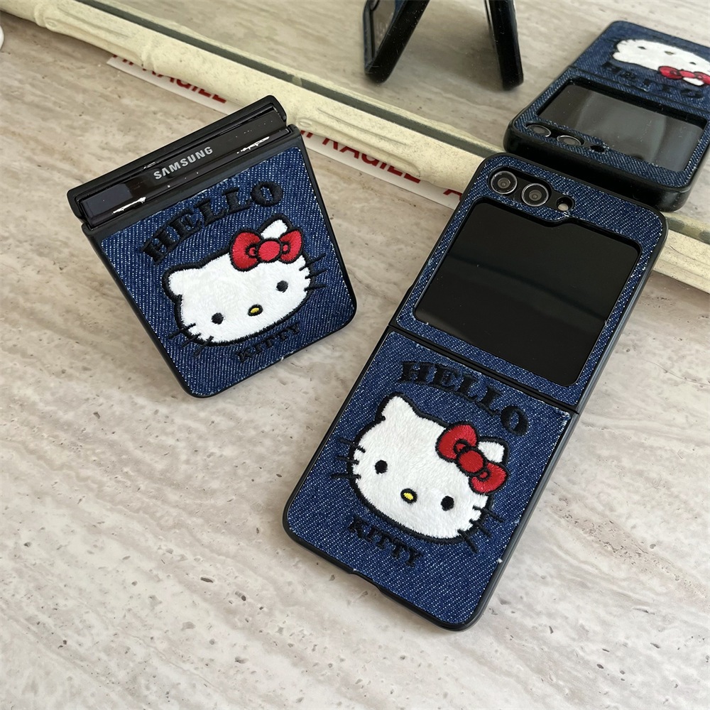 พร้อมส่งจากไทย ! เคสฟลิปยีนส์น้องแมวคิทตี้แสนสวย (2017) for Samsung Galaxy Z Flip7 Flip6 Flip5 Flip4 Flip3