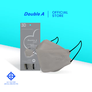 [แพ็ก 10 สีเทา] Double A Care หน้ากากอนามัยทางการแพทย์ 3D V-SHAPE Smart Fit สีเทา บรรจุ 10 ชิ้น/แพ็ก