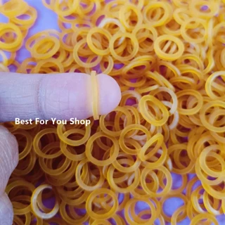 หนังยาง (สีเหลือง) จิ๋ว เส้นเล็ก ขนาด 1 cm (แพ็ค 50 กรัม) สำหรับรัดของที่มีขนาดเล็ก ยางวงเล็ก ทนทานยืดหยุ่น mini rubber