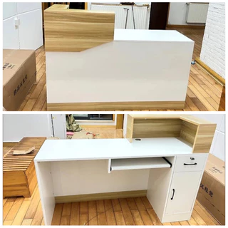 Counter Bar โต๊ะแคชเชียร์ เคาน์เตอร์คิดเงินมีลิ้นชัก ร้านเสริมสวย ไม้คุณภาพดี ดีไซน์สวย แข็งแรง