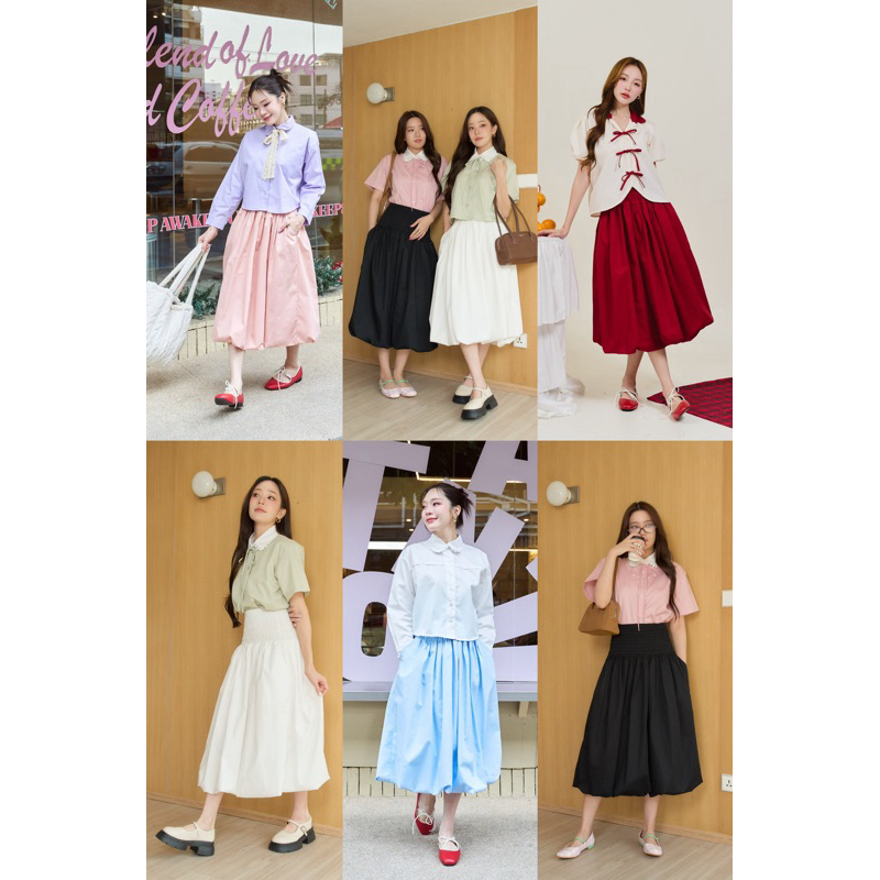 Pumpkin Skirt ( ขาว , ดำ , แดง , ชมพู , ฟ้า )