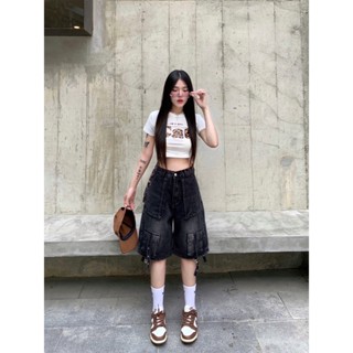 Bosdy Jeans รหัส BJ006 กางเกงยีนส์คาร์โก้ ทรงสั้นผ้าไม่ยืด ส…